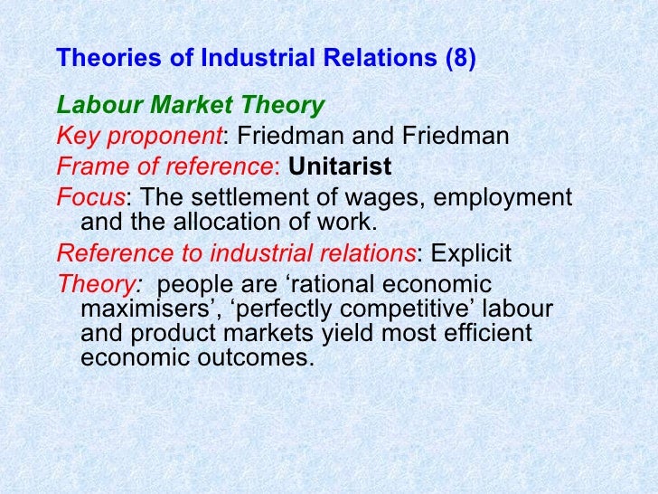 unitary theory of industrial relations pdf evolution of industrial relations